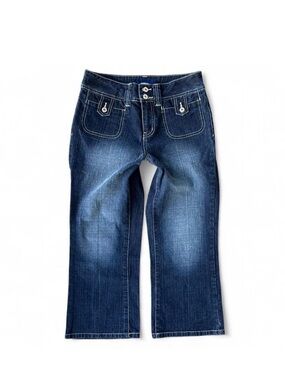 Y2K L.A. Blues Low‑Rise Dark Wash Bootcut Capri Jeans – Size 6